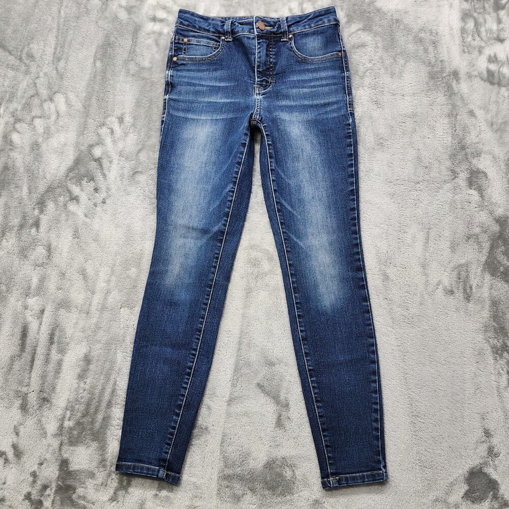 Maurices Jeans Women 2 SHORT Blue Everflex High Rise Skinny Ankle Stretch Casual